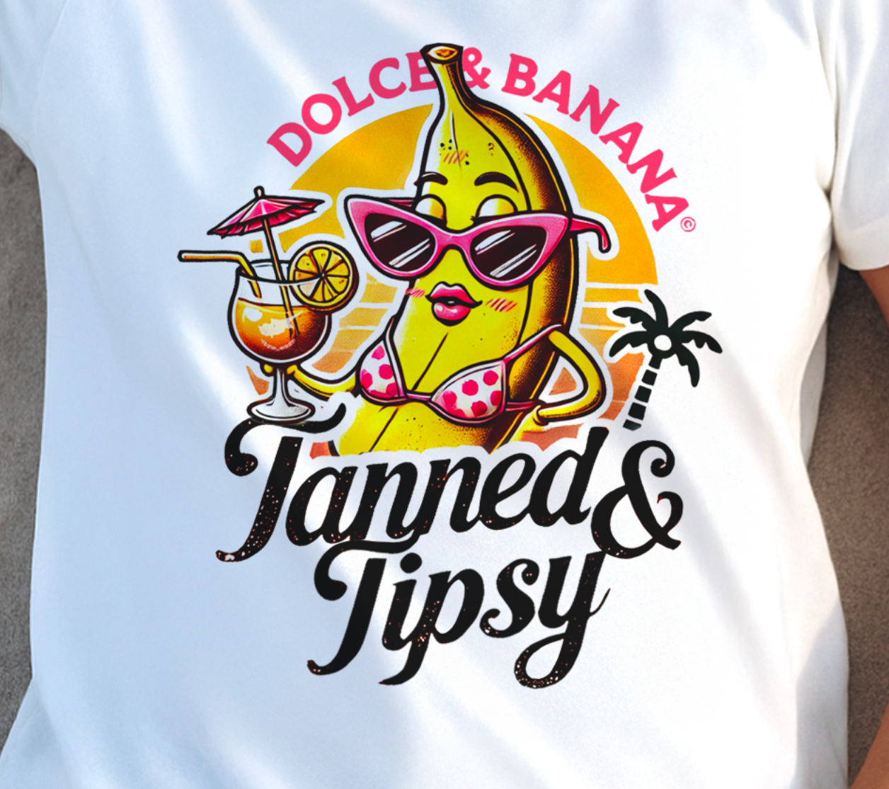 “Tanned & Tipsy” Tee – Dolce&Banana Cyprus 2025