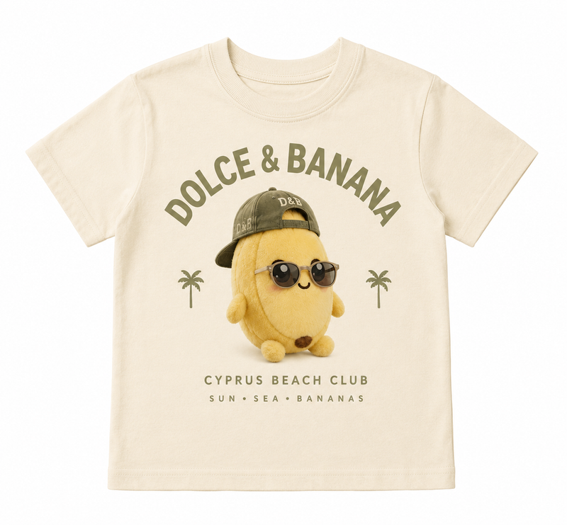 Dolce & Banana Kids Cyprus Beach Club Tee – Cute Banana Summer Shirt