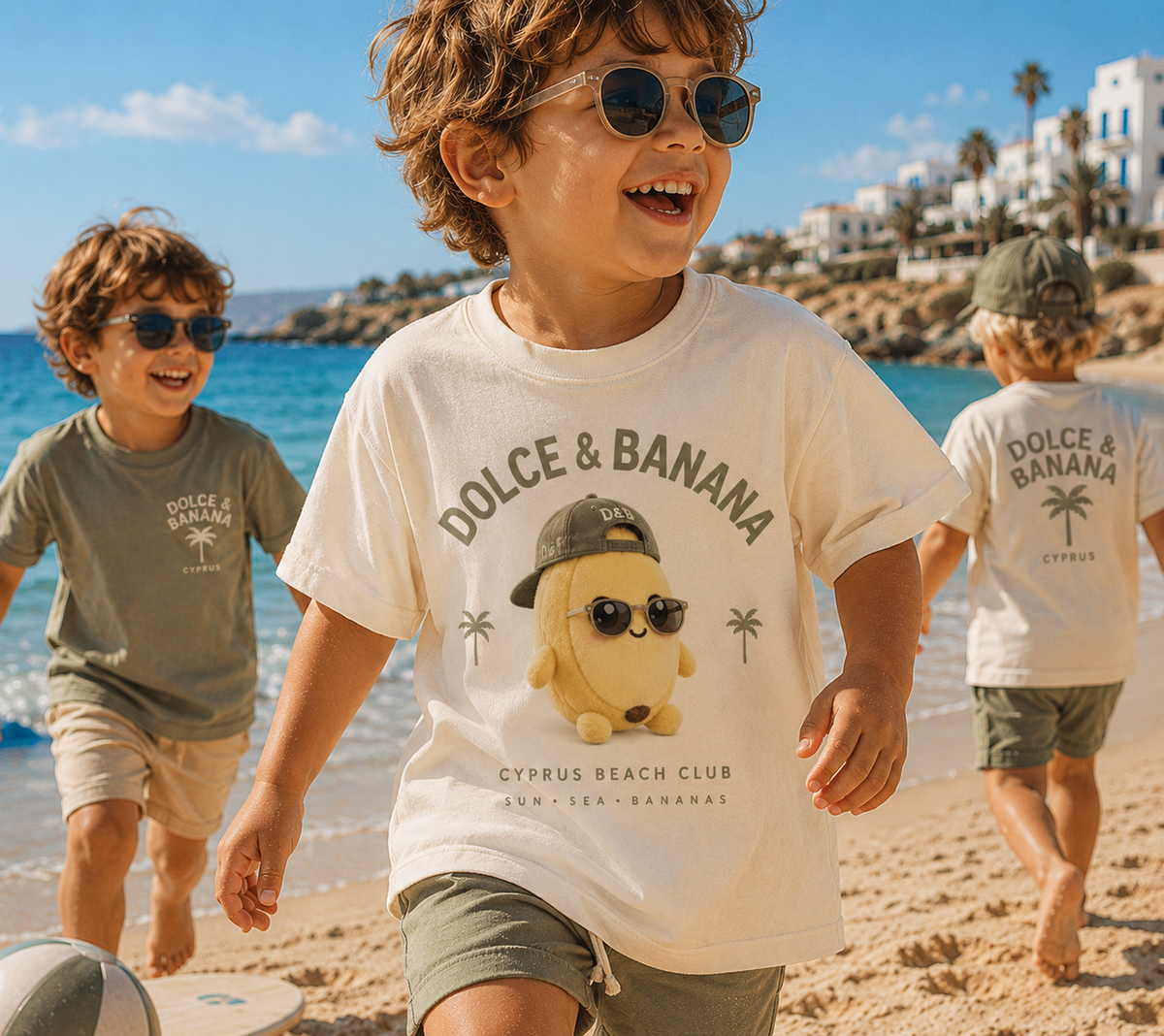 Dolce & Banana Kids Cyprus Beach Club Tee – Cute Banana Summer Shirt