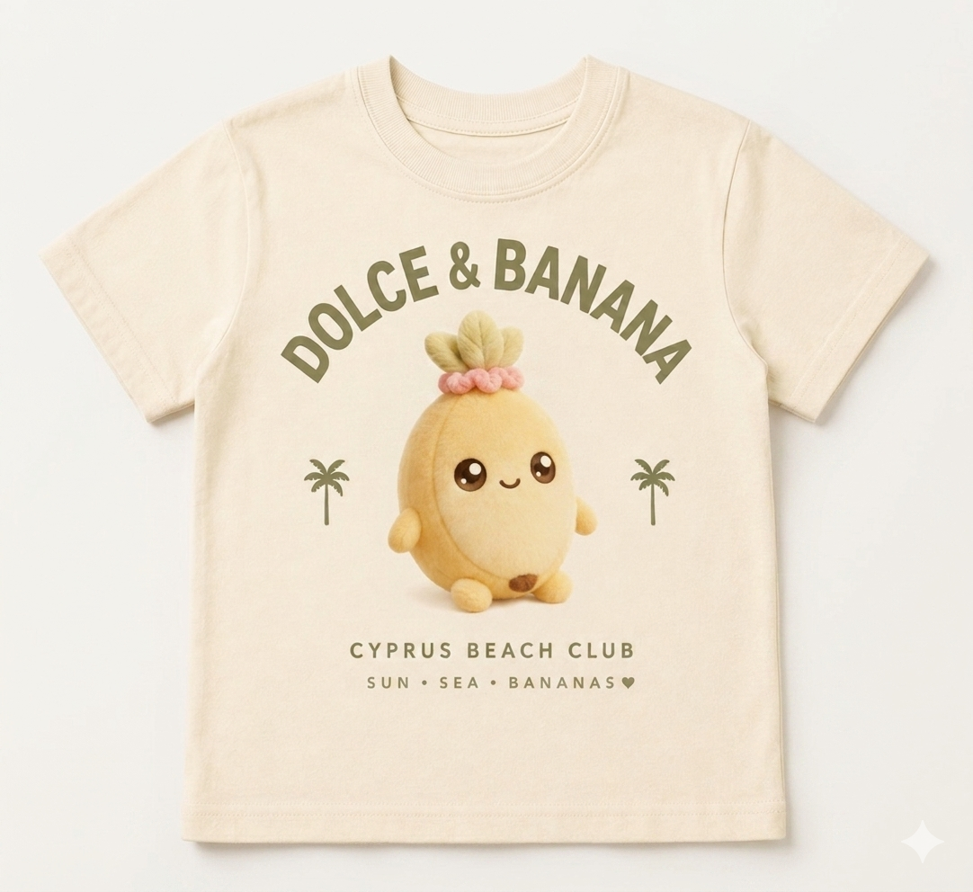 Dolce & Banana Girls Cyprus Beach Club Tee – Cute Banana Summer Shirt